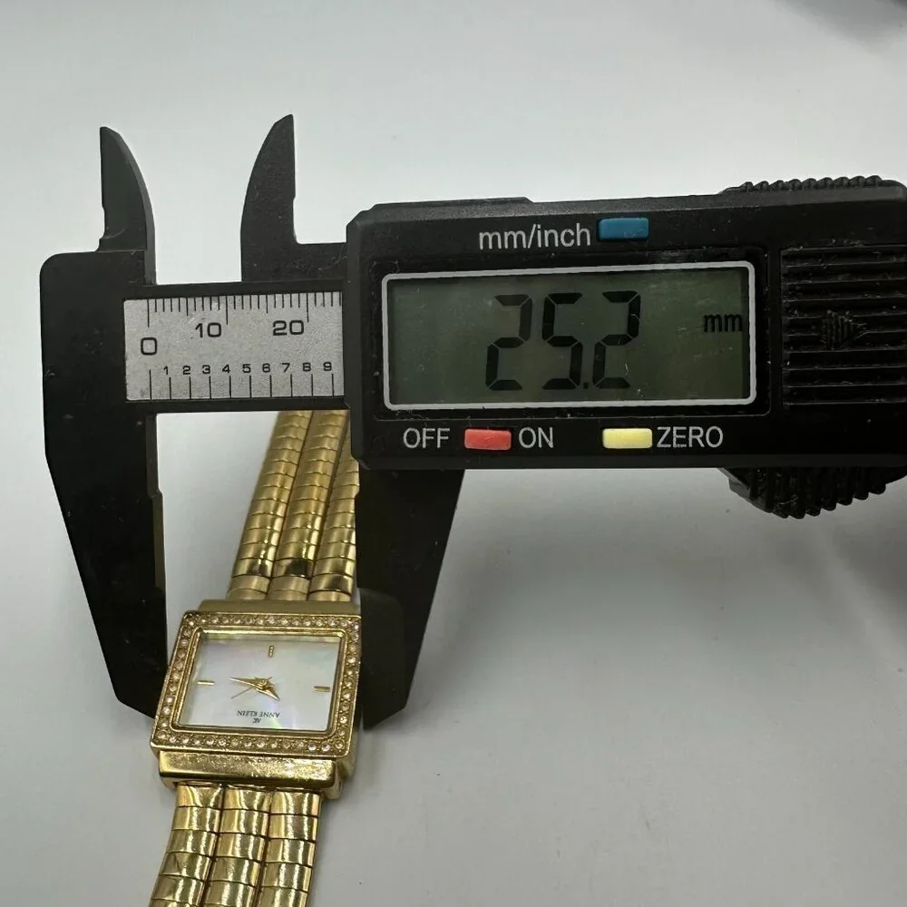 Anne Klein Watch Gold Tone Crystal Bezel Omega Chain Band New Battery 6.25